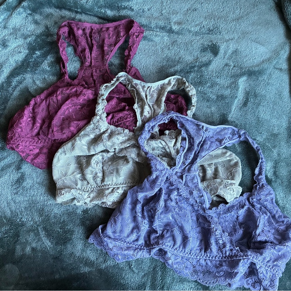 Motherhood Lace nursing/maternity bralettes Lot of 3: blue, green, & wine. Sz L